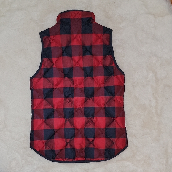 J Crew Excursion Puffer Quilted Down Vest Buffalo Check Navy Blue Red Size XXS - Picture 12 of 14